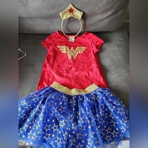 Kids Superhero Costume Set - Red and Blue Girls Wonder Woman Size 5/6